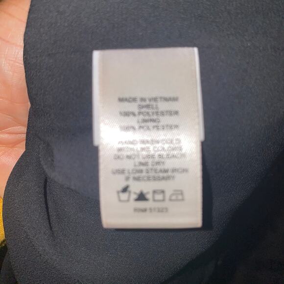 CeCe Black Floral Print Long Sleeve Sheer Striped Collared Blouse Size Medium - Picture 5 of 6